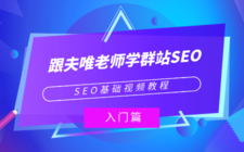 SEO基础视频教程：《跟夫唯老师学群站SEO》入门篇